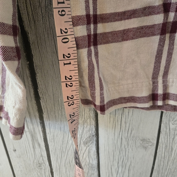 Pact Organic Cotton Cropped Plaid Lounge Pants Size L Pink Burgundy - Picture 3 of 4